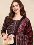 Women's Purple Ethnic Motifs Printed Beads and Stones Kurta Set with Dupatta