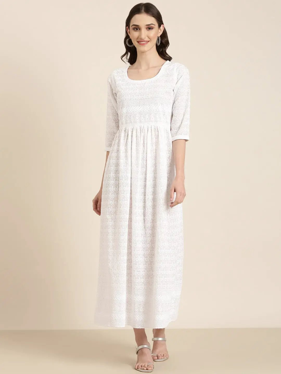 Women's Solid Empire White Kurta
