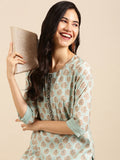 Women's Blue Ethnic Motifs Printed Kurta Set