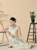 Women's Floral Straight Thread Work Cream Kurta with Palazzos