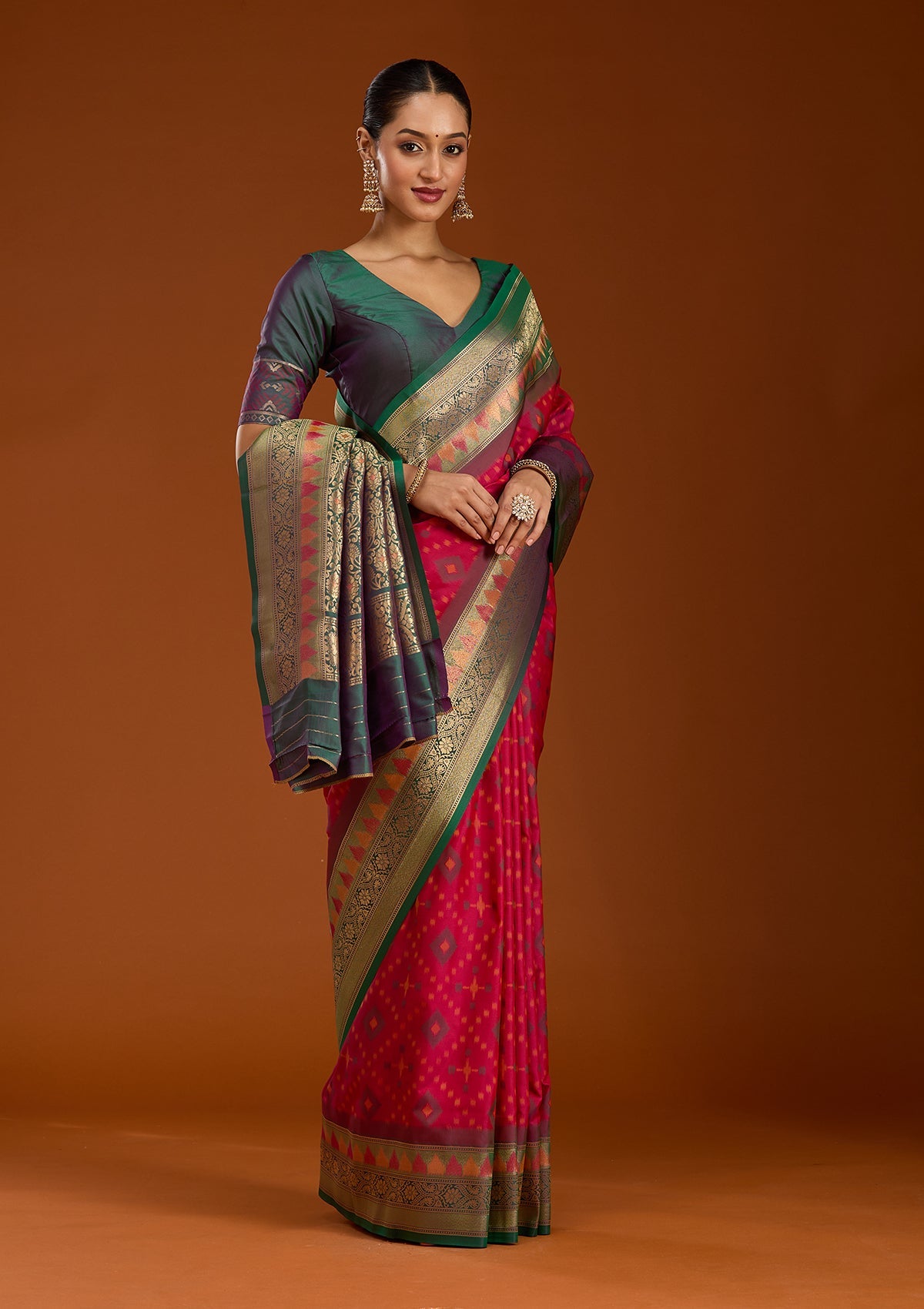 Rani Pink Pochampalli Silk Saree