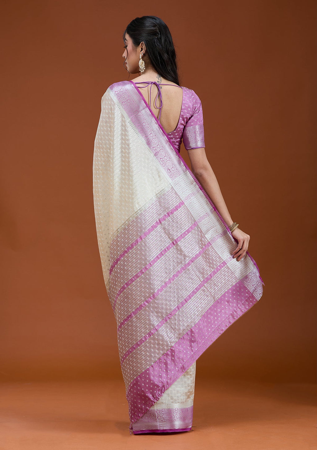 Cream Woven Silk Saree