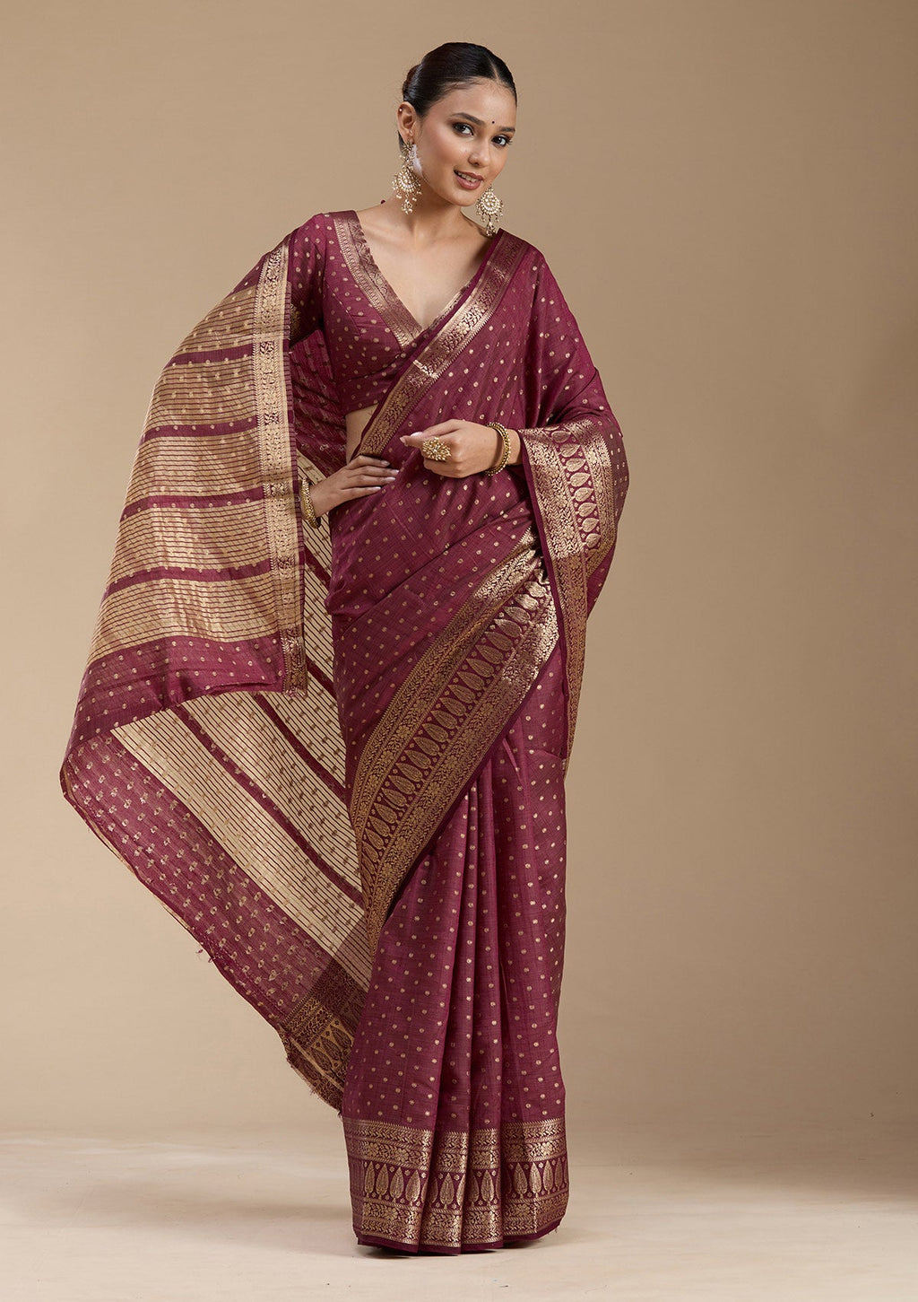 Maroon Zariwork (Gold) Silk Silk_Saree