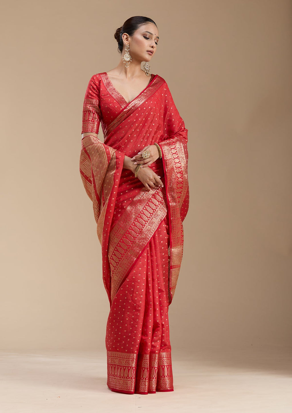 Red Zariwork (Gold) Silk Saree