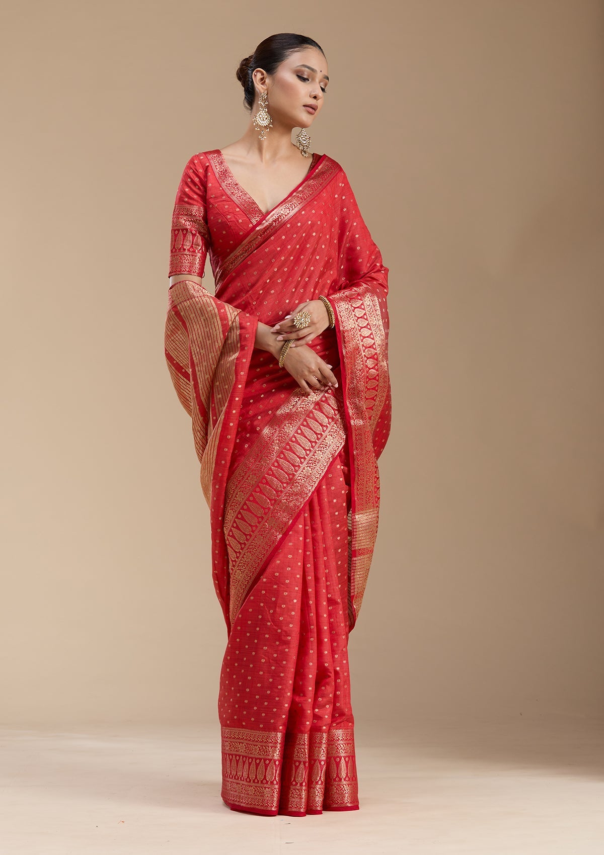 Red Zariwork (Gold) Silk Saree