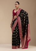 Black Zariwork (Gold) Georgette Silk_Saree