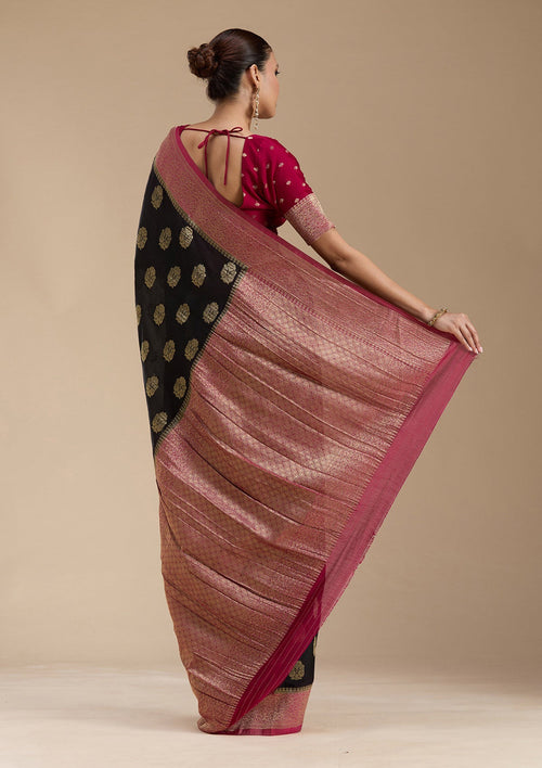 Black Zariwork (Gold) Georgette Silk_Saree