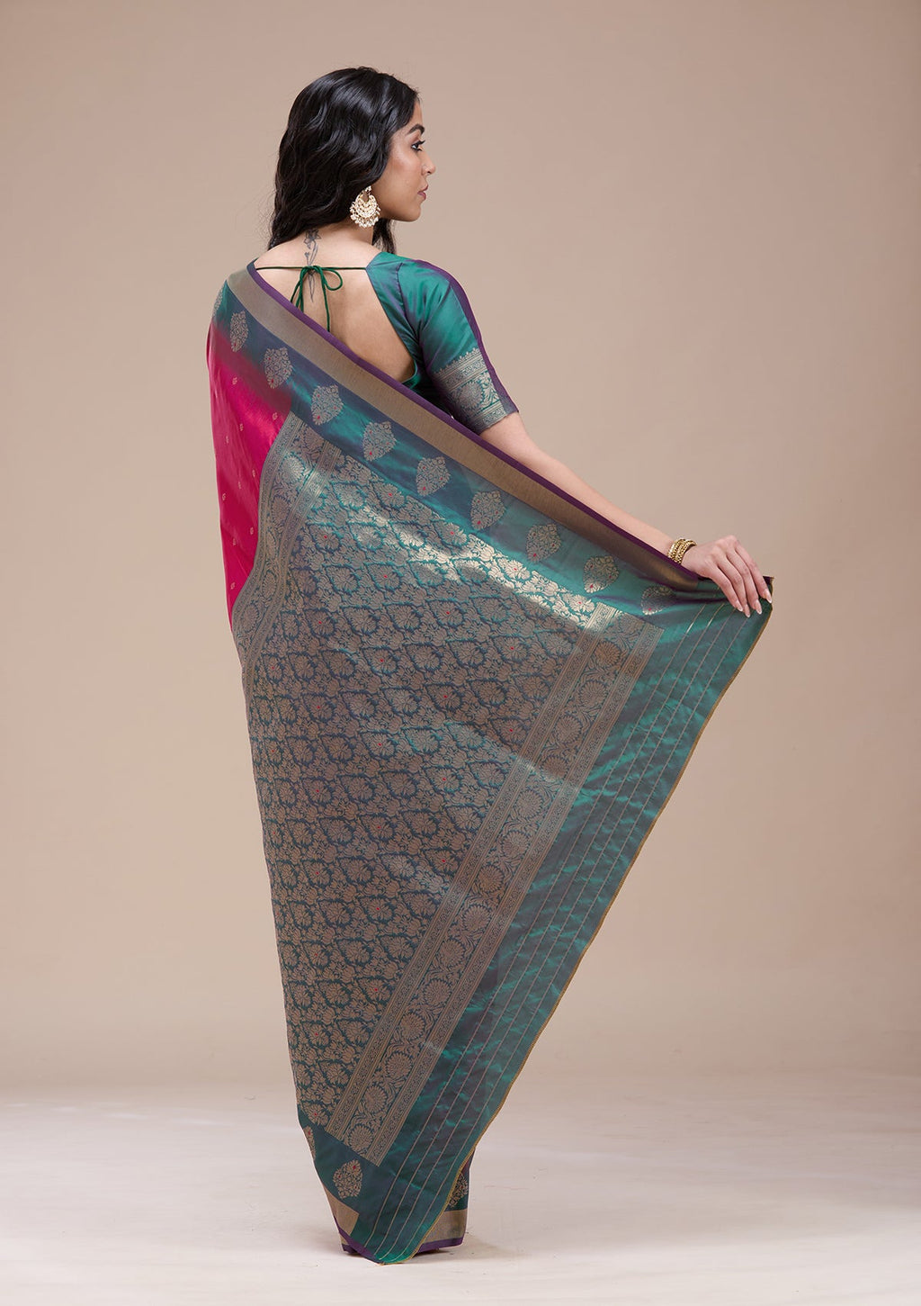 Rani Pink Zariwork (Gold) Silk Saree