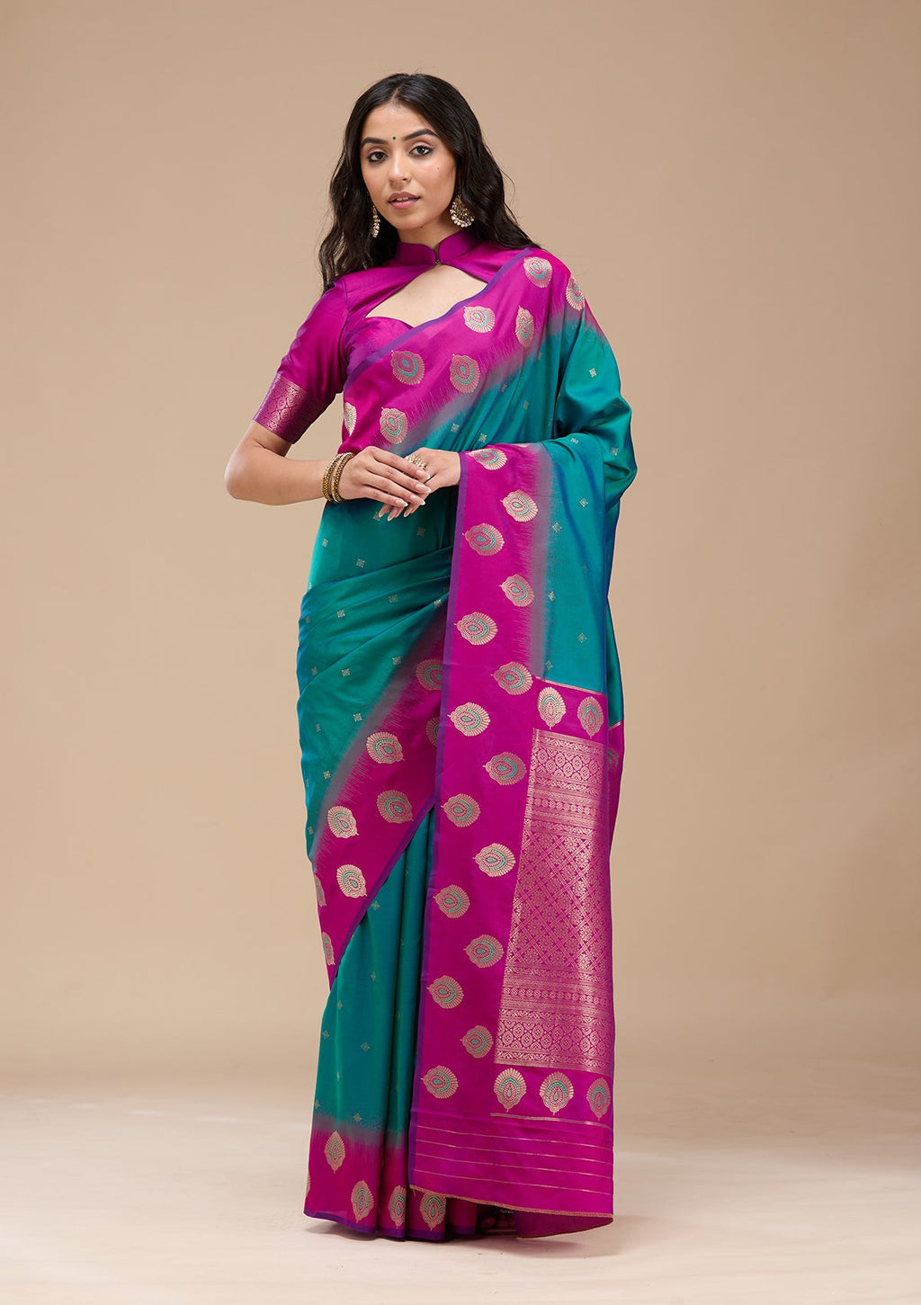 Rama Green Zariwork (Gold) Silk Saree