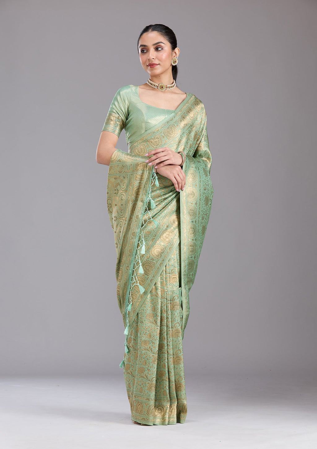 Pista Green Zariwork Art Silk Silk_Saree