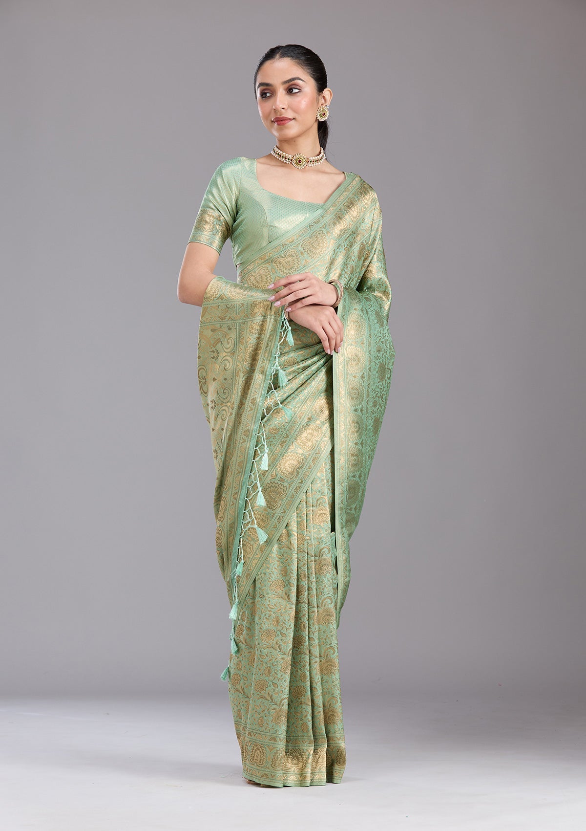 Pista Green Zariwork Art Silk Silk_Saree