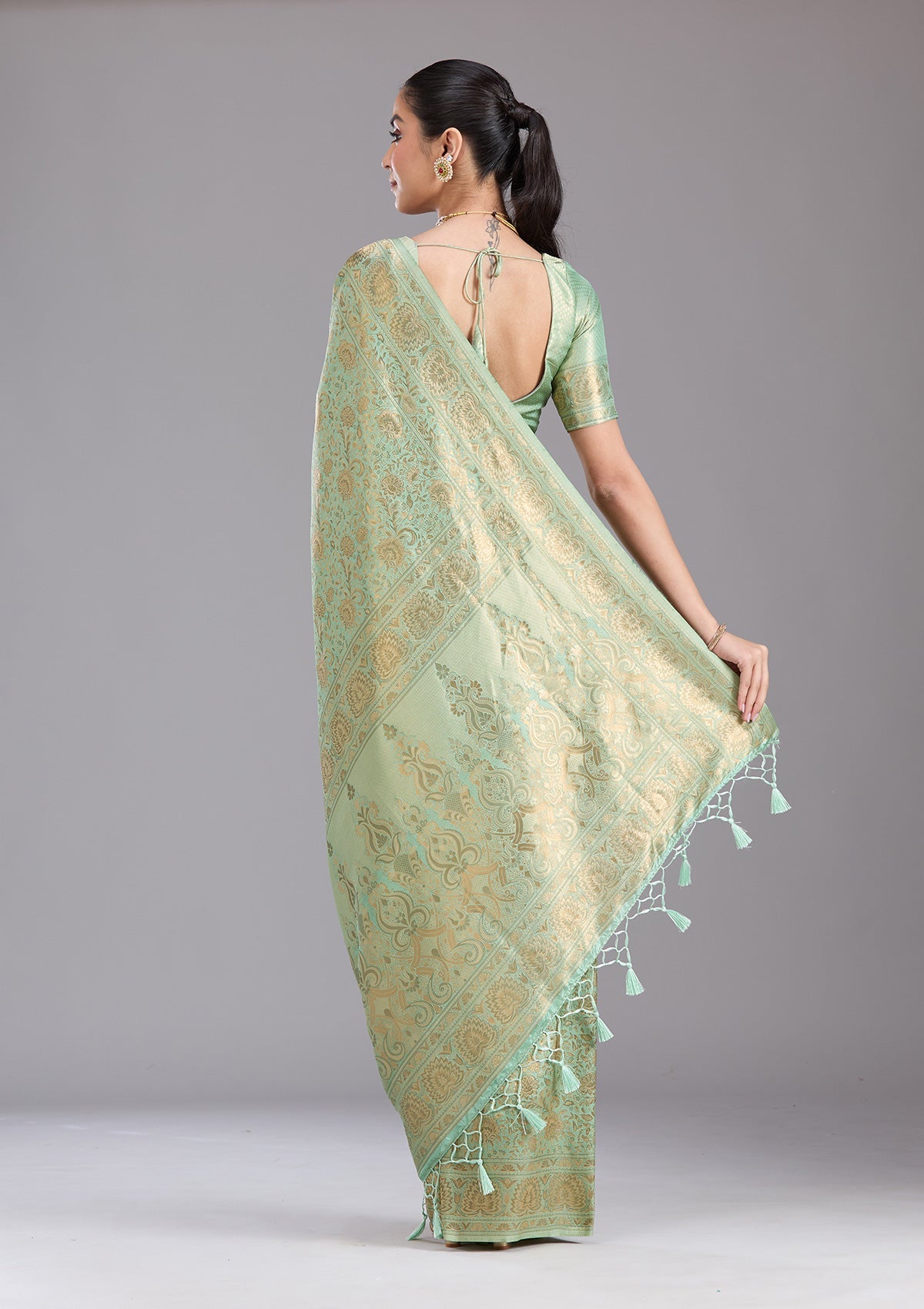 Pista Green Zariwork Art Silk Silk_Saree