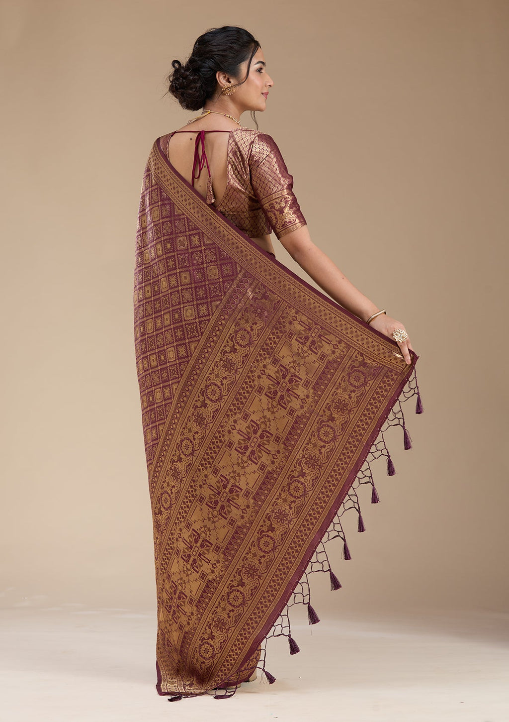 Brown Banarasi Silk Saree