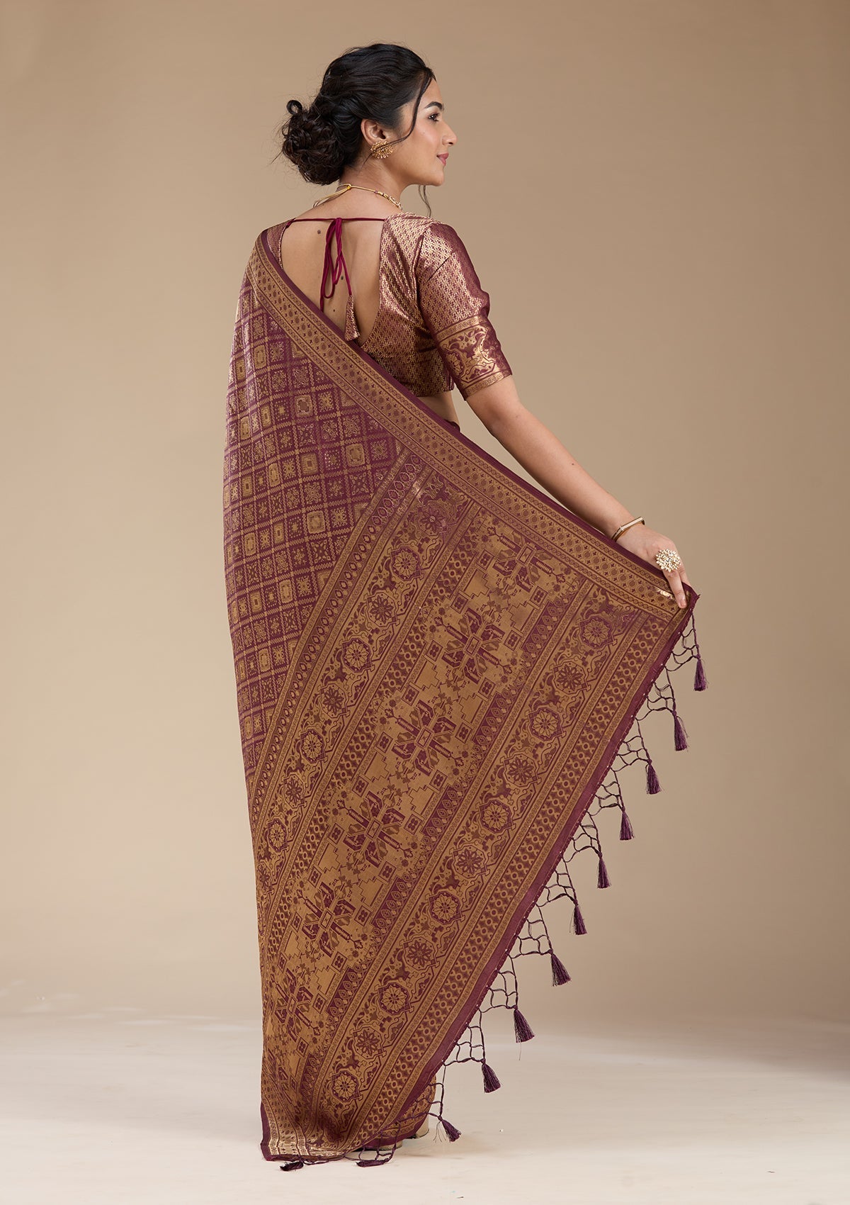 Brown Banarasi Silk Saree