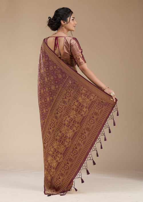 Brown Banarasi Silk Saree
