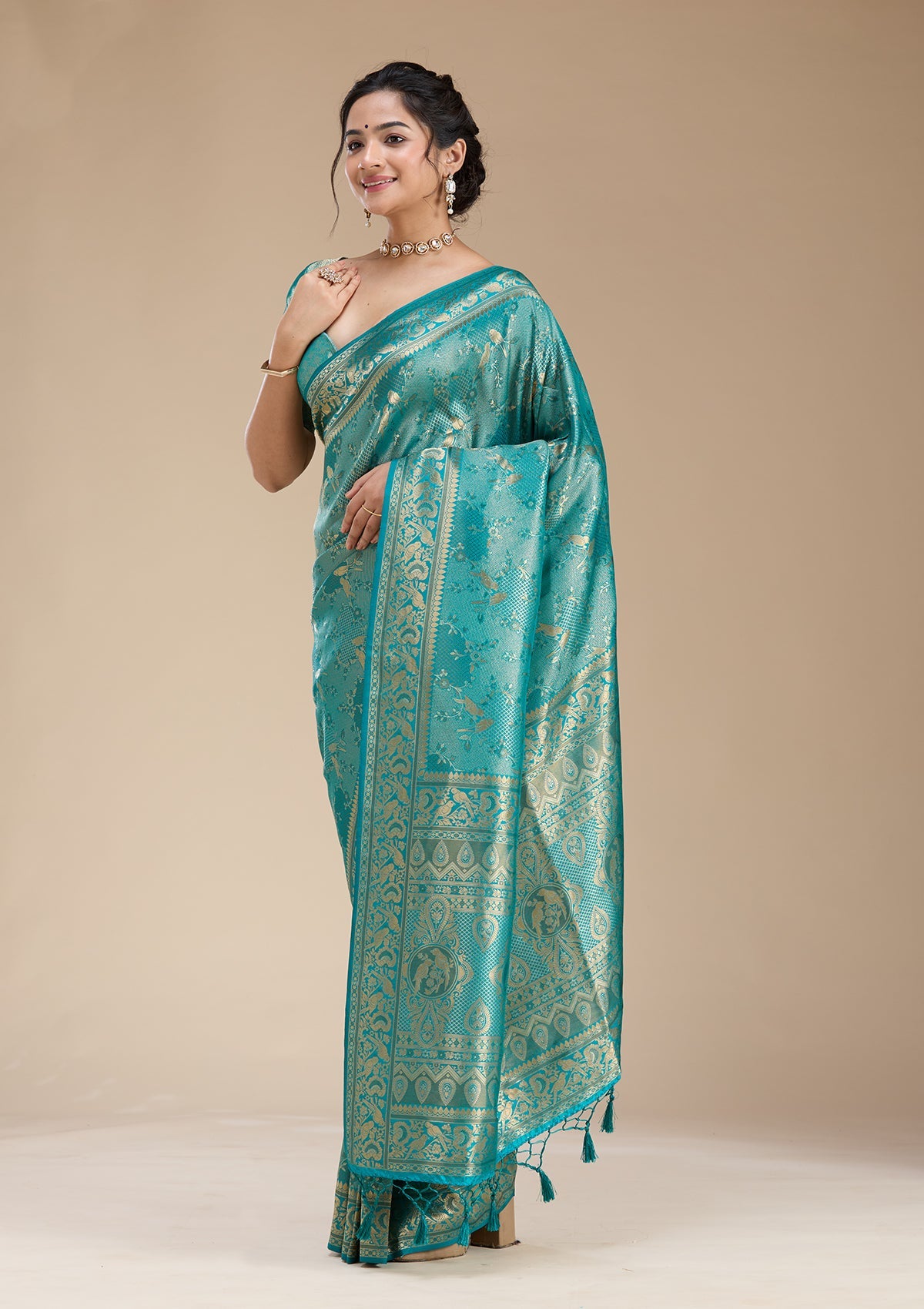 Peacock Green Banarasi Silk Saree