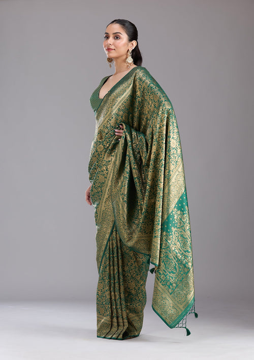 Bottle Green Zariwork Art Silk Silk_Saree