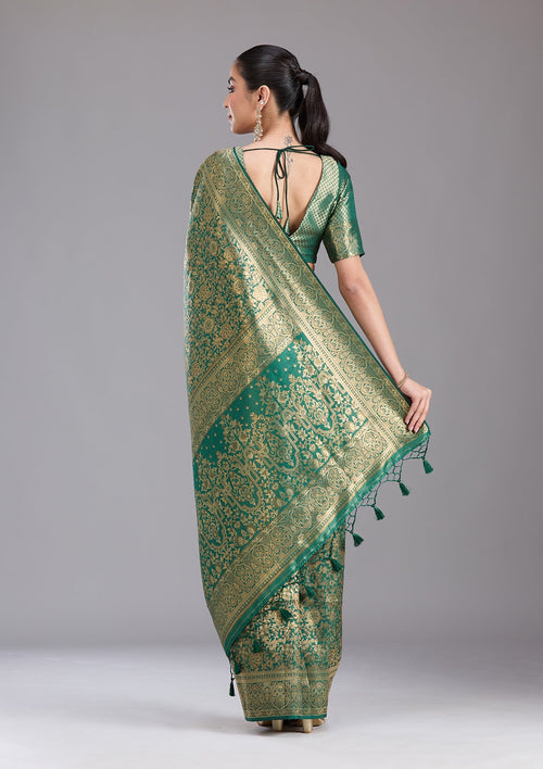 Bottle Green Zariwork Art Silk Silk_Saree