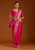 Rani Pink Zariwork Silk Saree