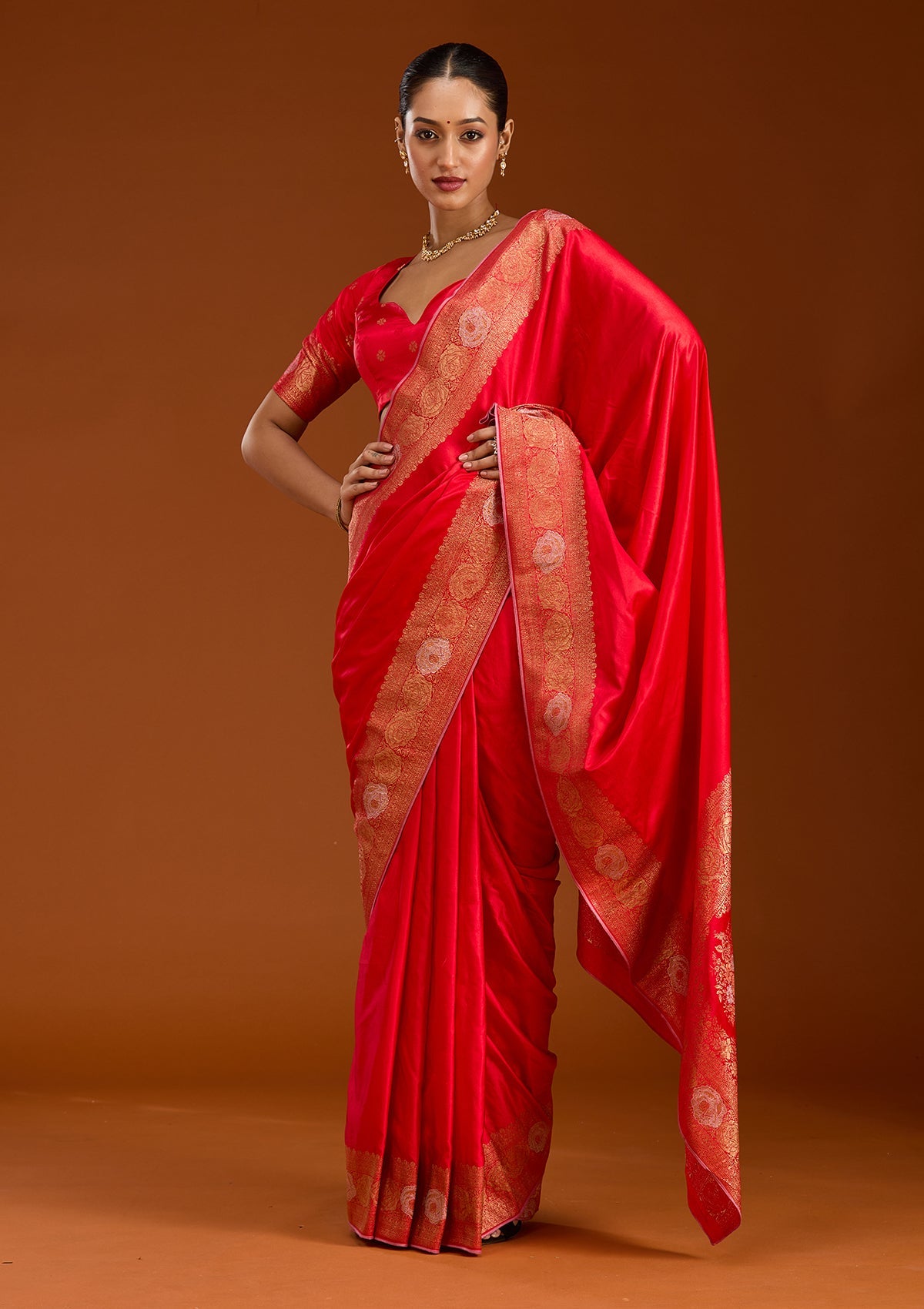 Red Zariwork Silk Saree