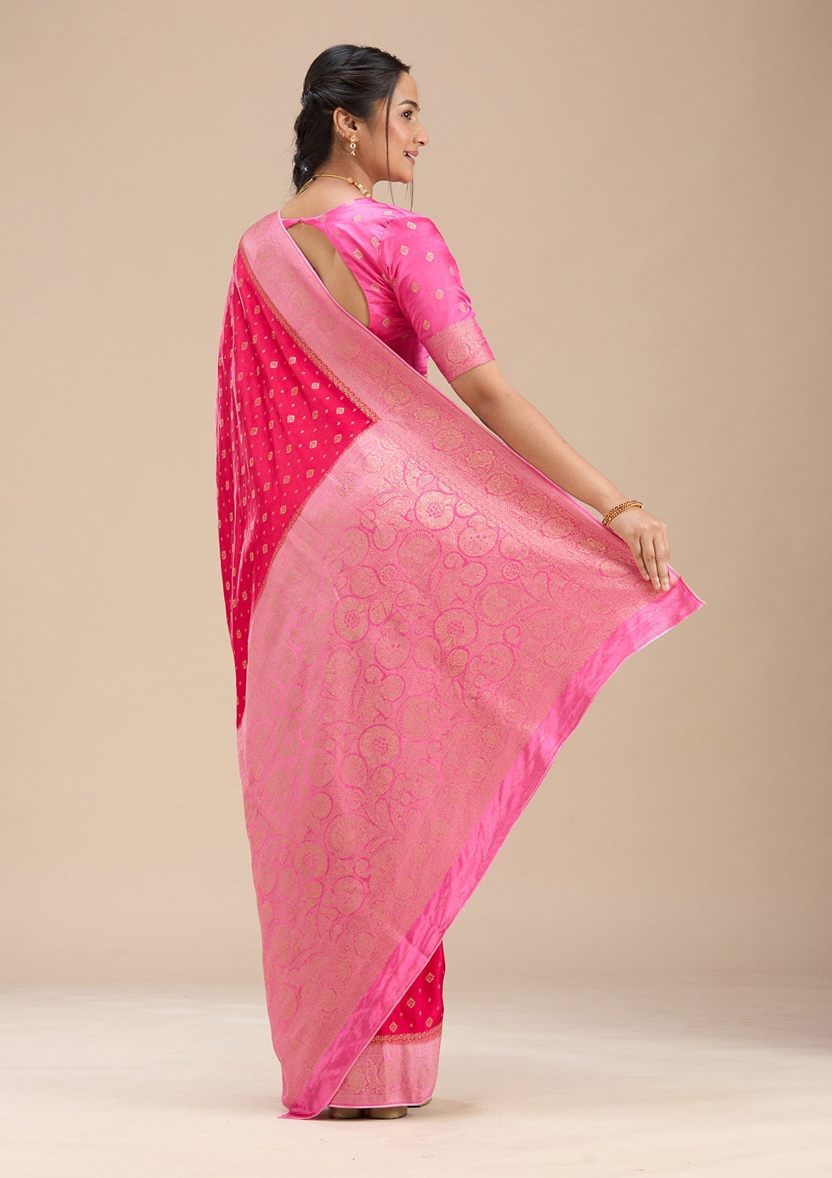 Rani Pink  Silk Saree