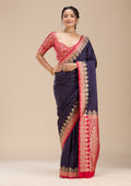 Navy Blue Banarasi Silk Saree
