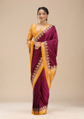Wine Banarasi Silk Saree