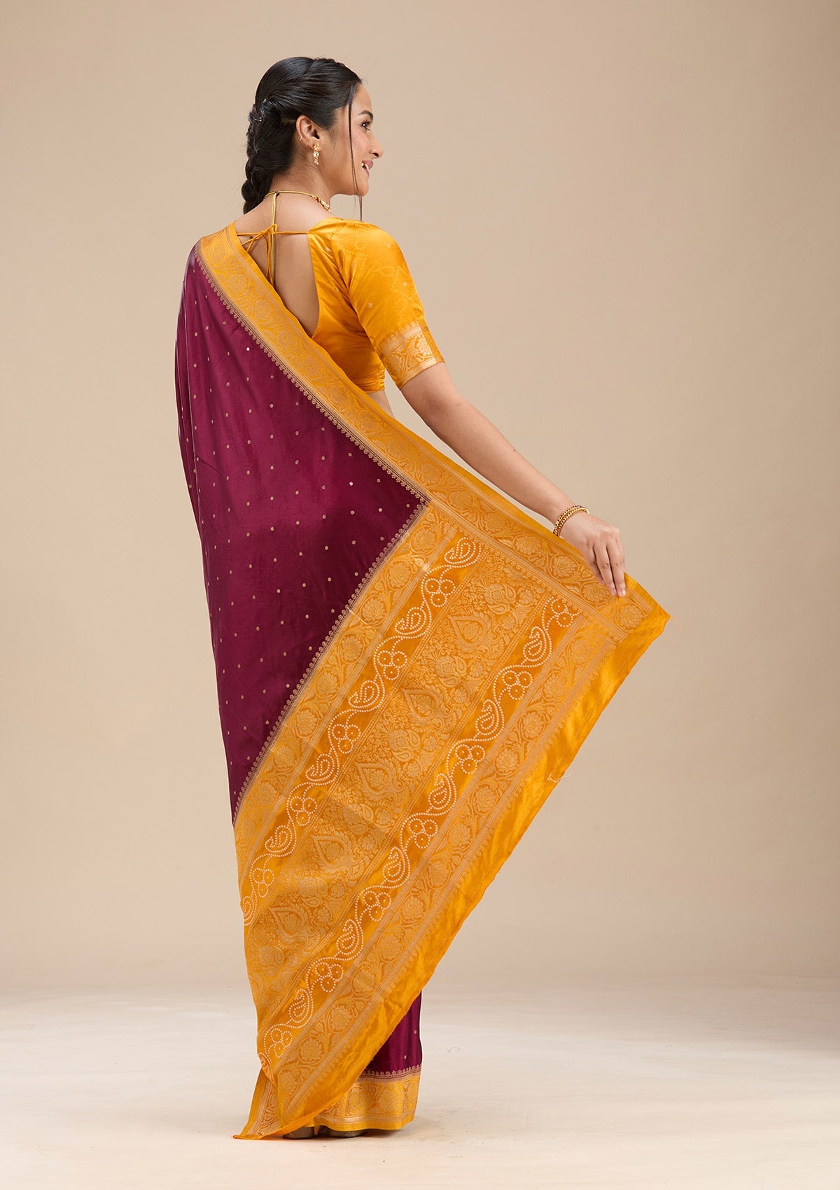 Maroon Zariwork (Gold) Silk Saree