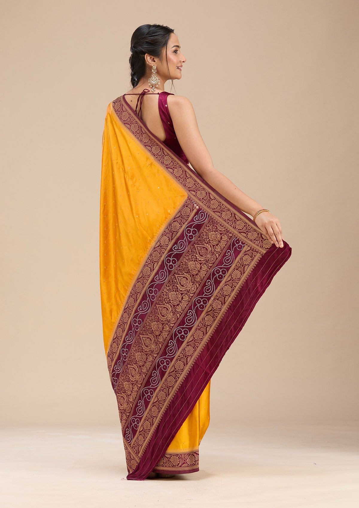 Mustard Zariwork (Gold) Silk Saree