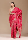 Red Stonework (Gold) Silk Saree