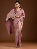 Mauve Stonework (Gold) Silk Saree