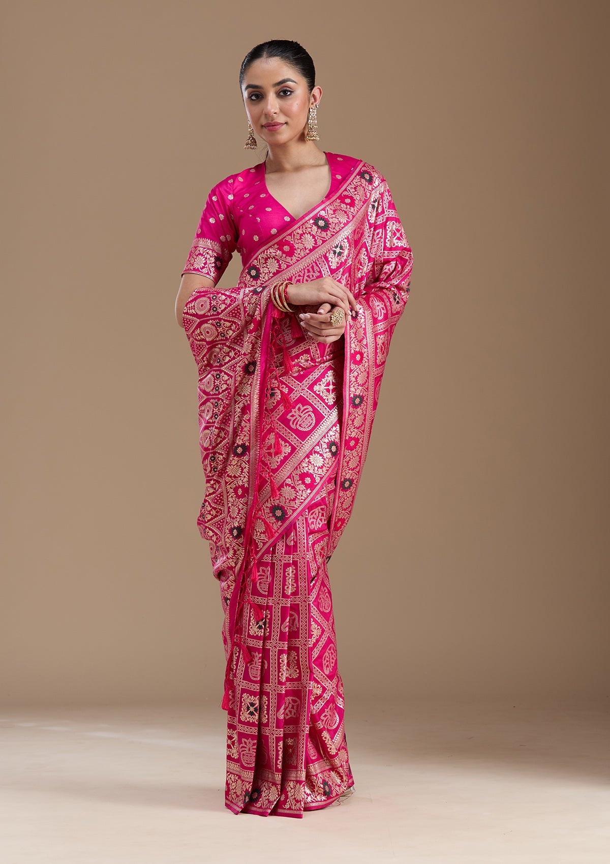 Magenta Pink Kanjivaram Silk Saree
