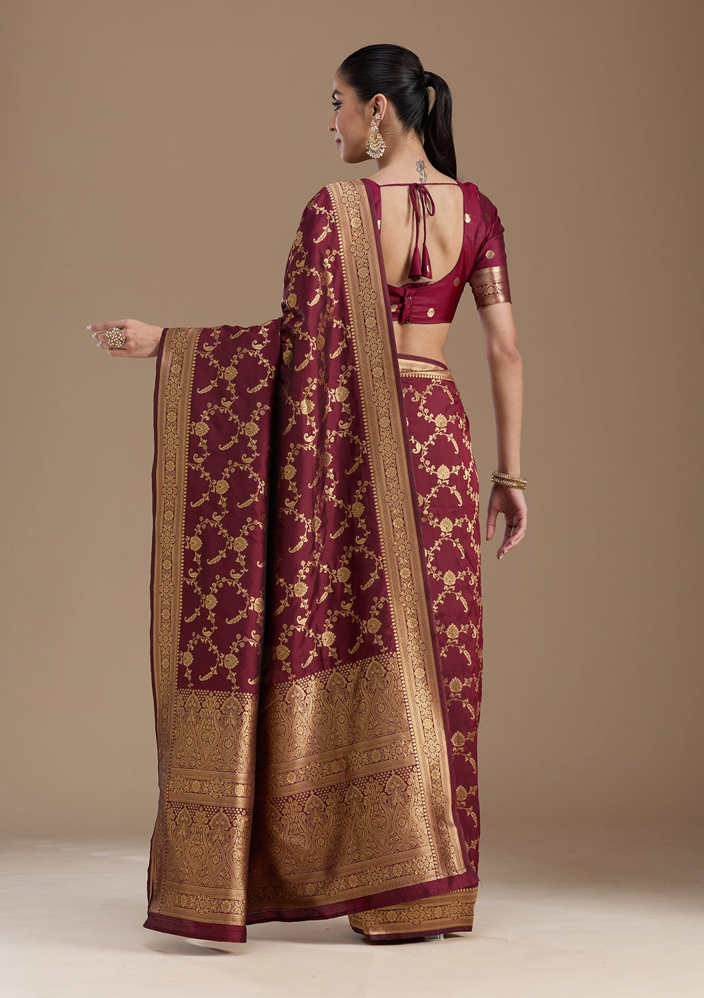 Maroon Zariwork Art Silk Saree
