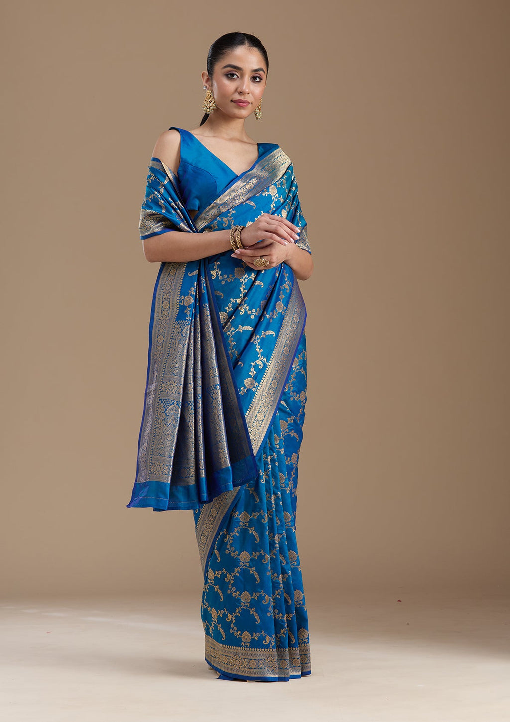Royal Blue Zariwork Art Silk Saree
