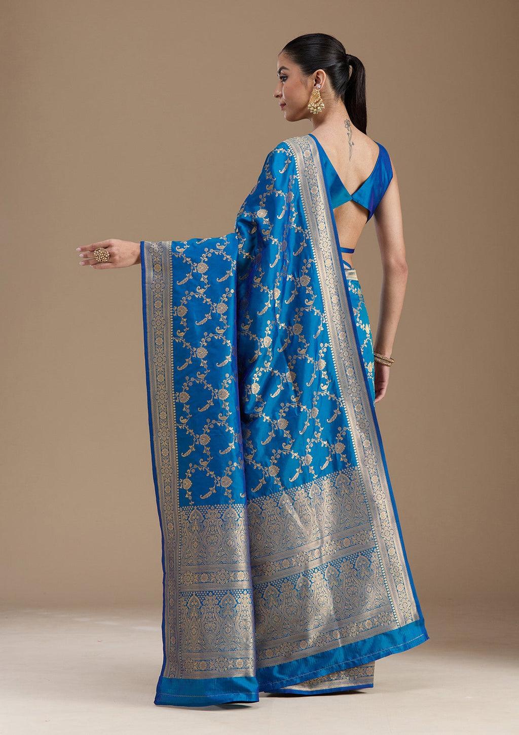 Royal Blue Zariwork Art Silk Saree