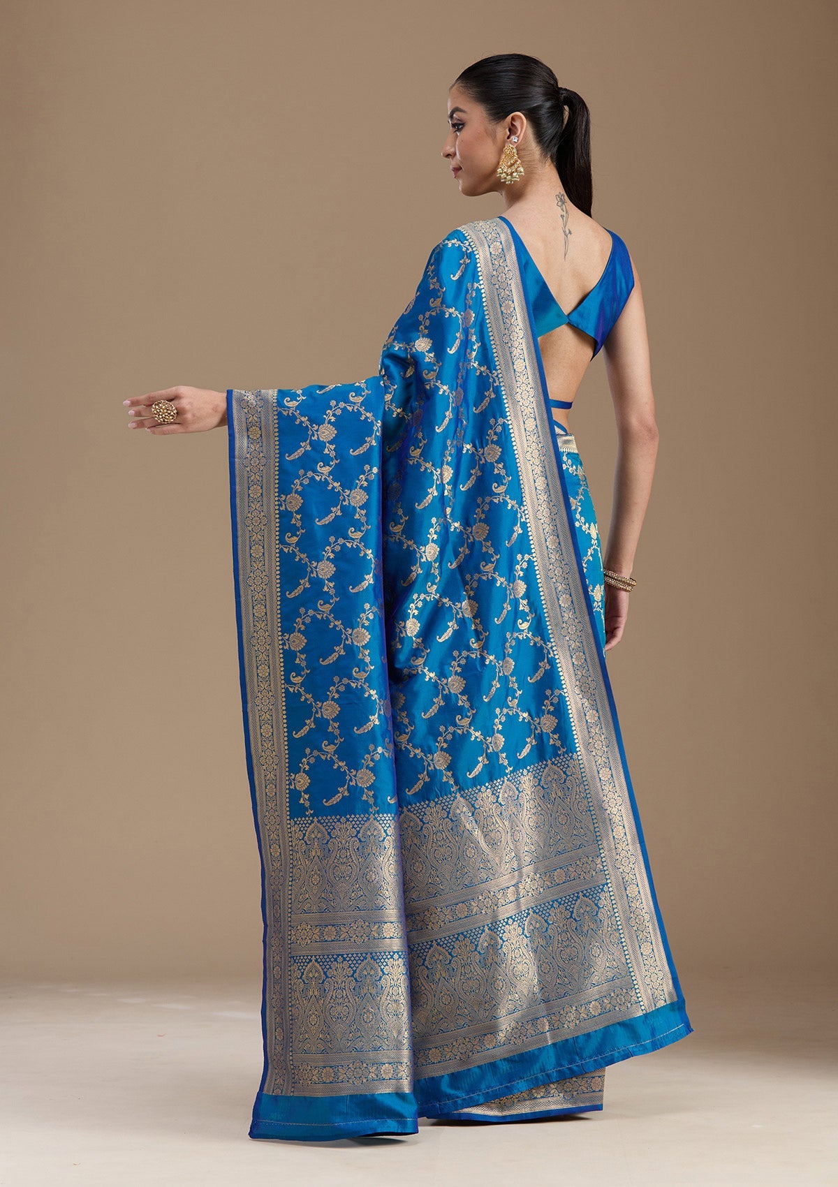 Royal Blue Zariwork Art Silk Saree