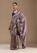 Navy Blue Zariwork Art Silk Saree