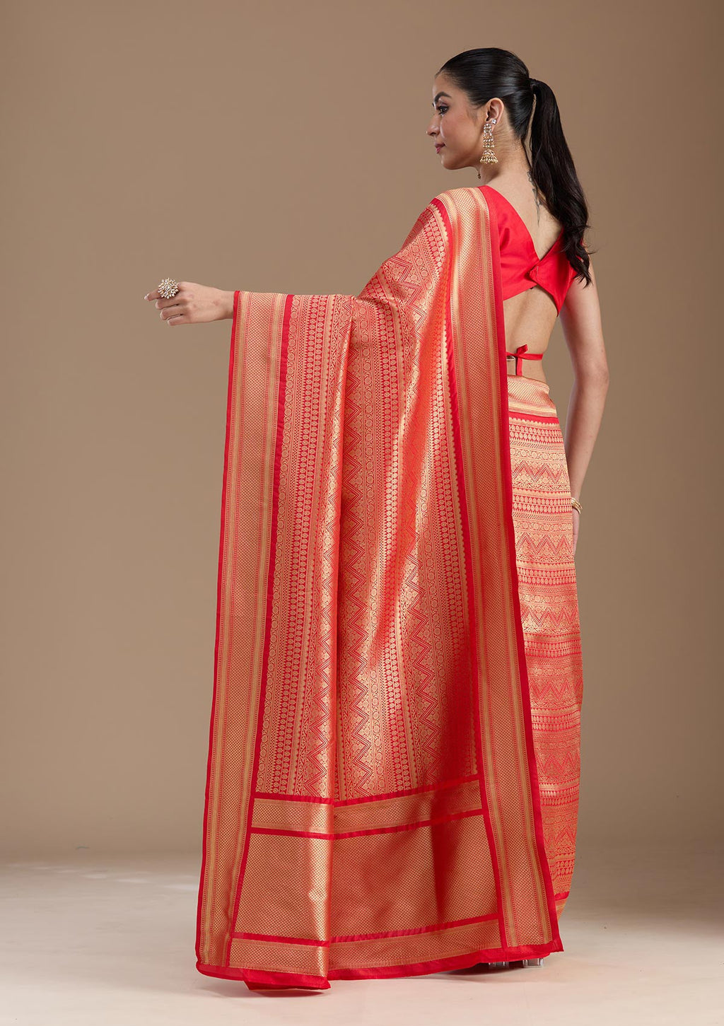 Red Zariwork Art Silk Saree