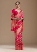 Rani Pink Zariwork Art Silk Saree