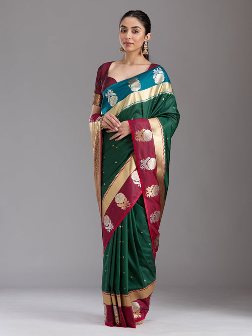 Bottle Green Zariwork Art Silk Silk_Saree