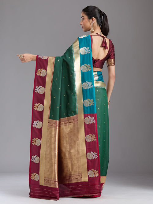 Bottle Green Zariwork Art Silk Silk_Saree
