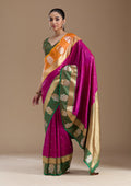 Magenta Pink Zariwork Art Silk Silk_Saree