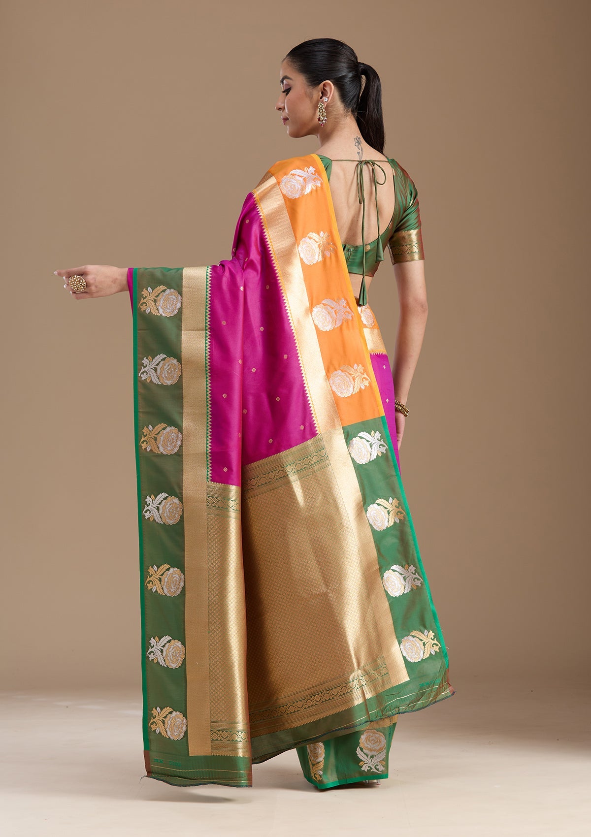 Magenta Pink Zariwork Art Silk Silk_Saree