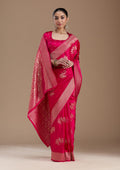 Pink Zariwork Satin Silk Saree
