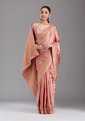 Onion Pink Zariwork Satin Silk Saree