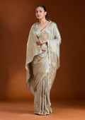 Pista Green Zariwork Satin Silk Saree