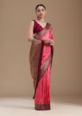 Rani Pink Zariwork Art Silk Saree