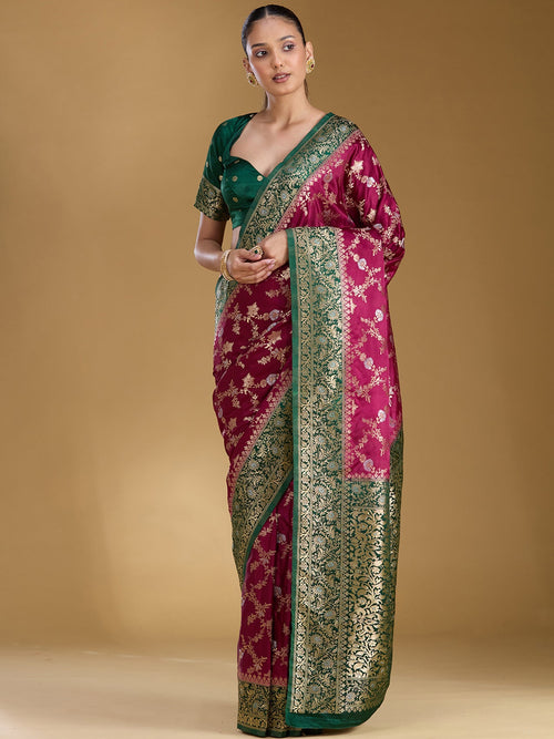 Bottle Green Zariwork (Gold) Art Silk Saree
