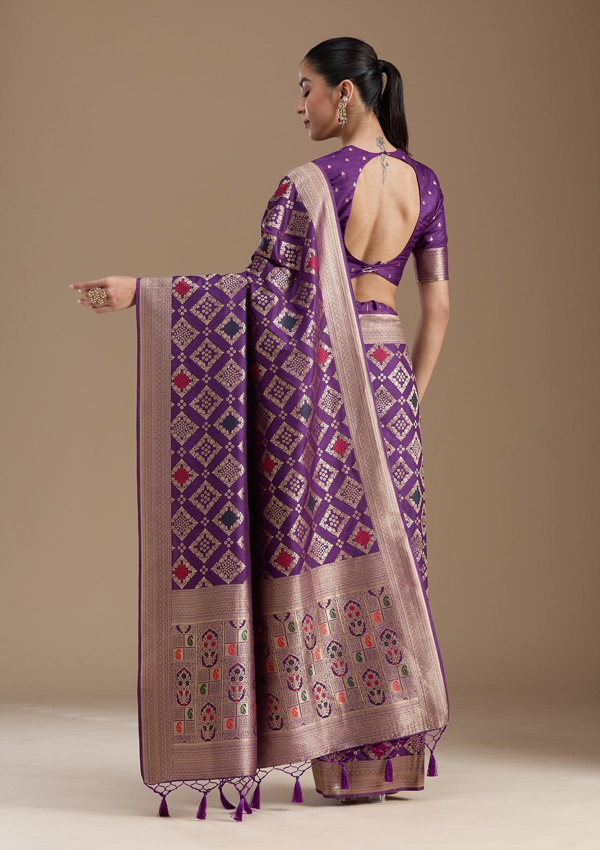 Violet Zariwork Silk Saree