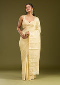 Cream Zariwork Silk Saree
